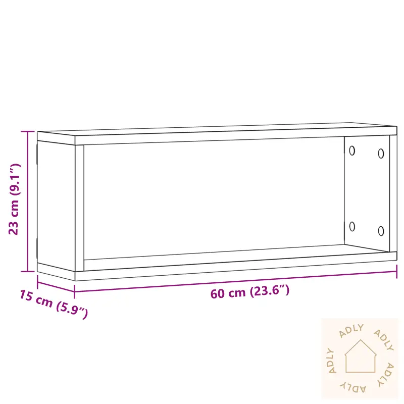 Vegghyller Sett Med 4 - Svart Eik - 60X15X23 Cm - Laget Av Mdf