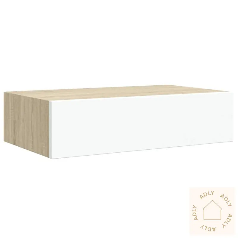Veggmonterte Skuffehyller 2 Stk Eik Og Hvit 40X23,5X10 Cm Mdf