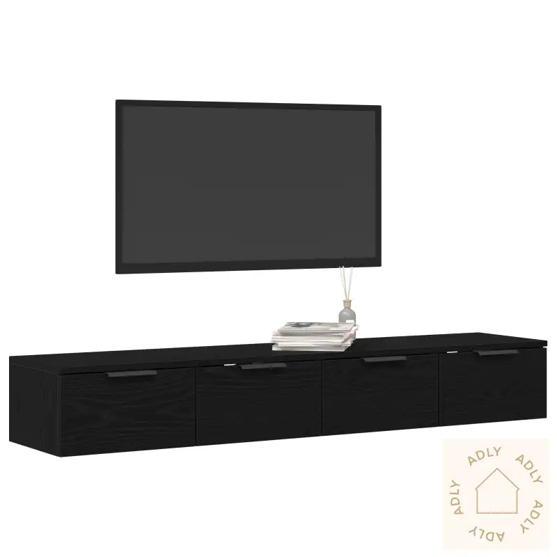 Veggskap 2 Stk Svart Eik 68X30X20 Cm Konstruert Tre