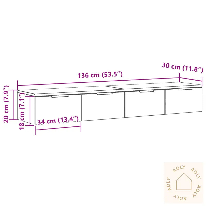 Veggskap 2 Stk Svart Eik 68X30X20 Cm Konstruert Tre