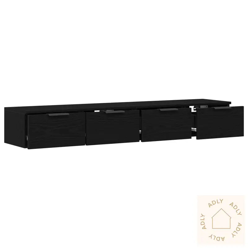 Veggskap 2 Stk Svart Eik 68X30X20 Cm Konstruert Tre