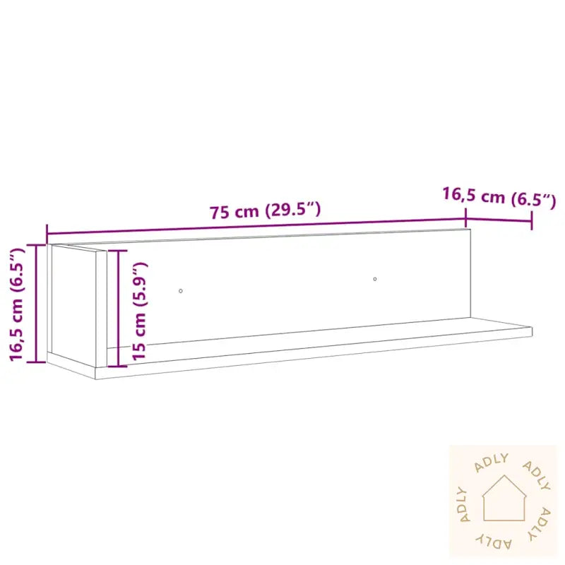 Vegghyller 2 Stk Betonggrå 75X16,5X16,5 Cm Konstruert Tre