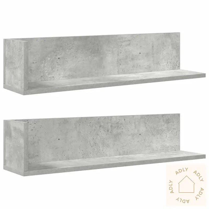 Vegghyller 2 Stk Betonggrå 75X16,5X16,5 Cm Konstruert Tre