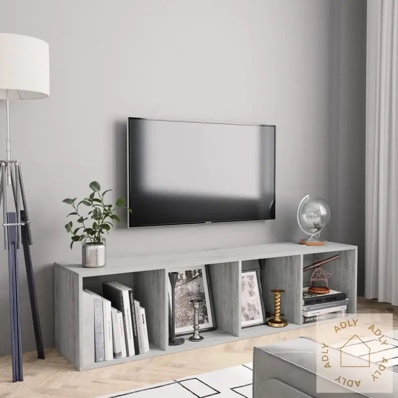 Bokhylle/Tv-Benk Betonggrå 143X30X36 Cm