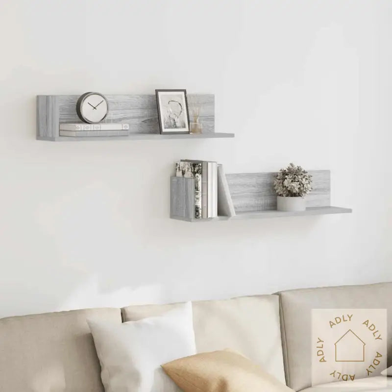 Vegghyller 2 Stk Grå Sonoma 75X16,5X16,5 Cm Konstruert Tre