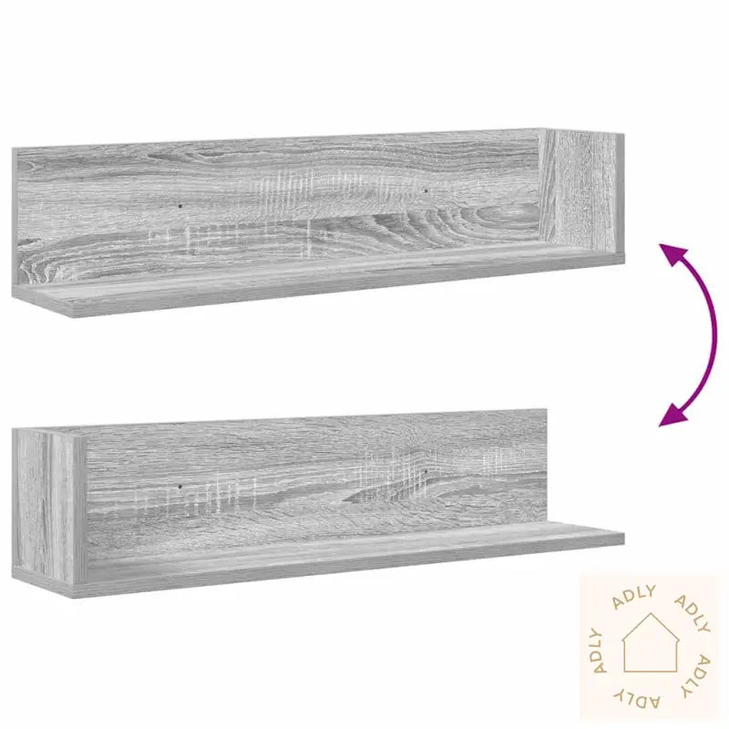 Vegghyller 2 Stk Grå Sonoma 75X16,5X16,5 Cm Konstruert Tre