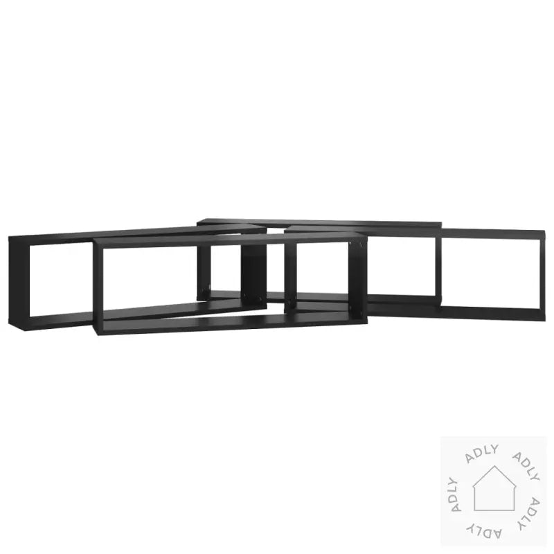 Vegghyller Kube 4Stk Høyglans Svart 80X15X26,5Cm Konstruert Tre