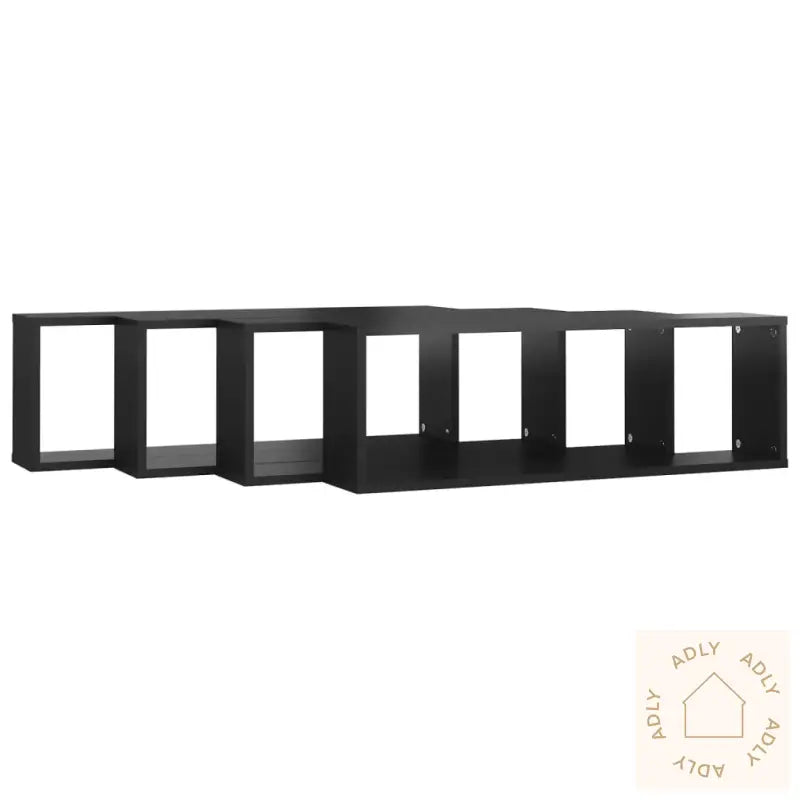 Vegghyller Kube 4Stk Høyglans Svart 80X15X26,5Cm Konstruert Tre