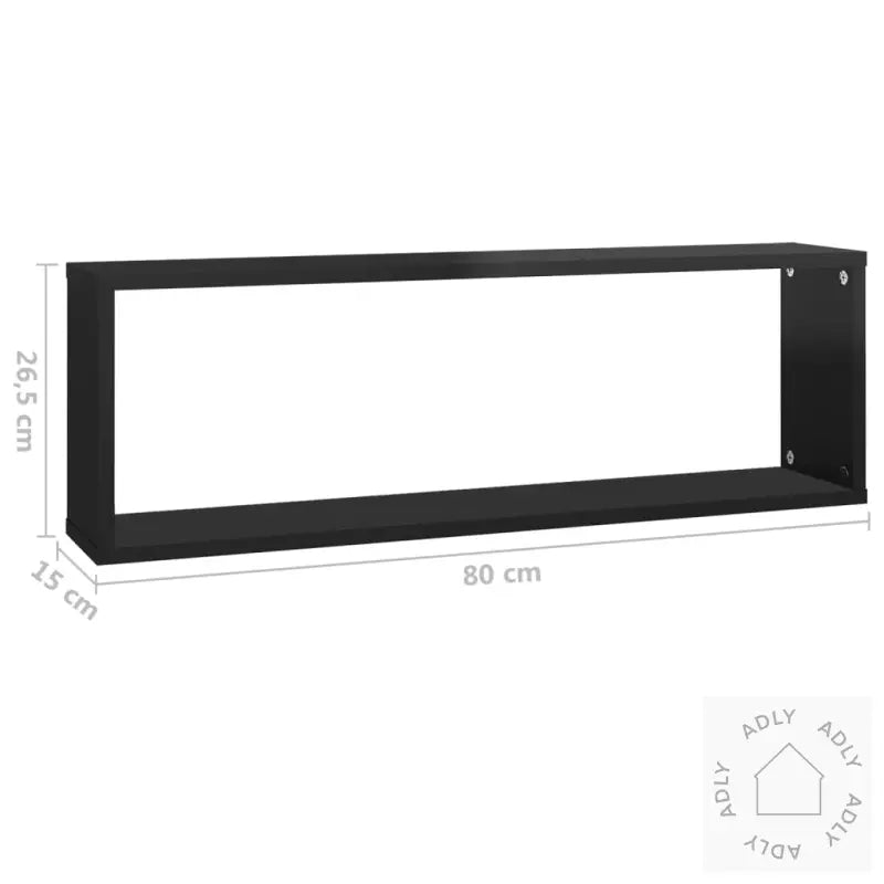 Vegghyller Kube 4Stk Høyglans Svart 80X15X26,5Cm Konstruert Tre