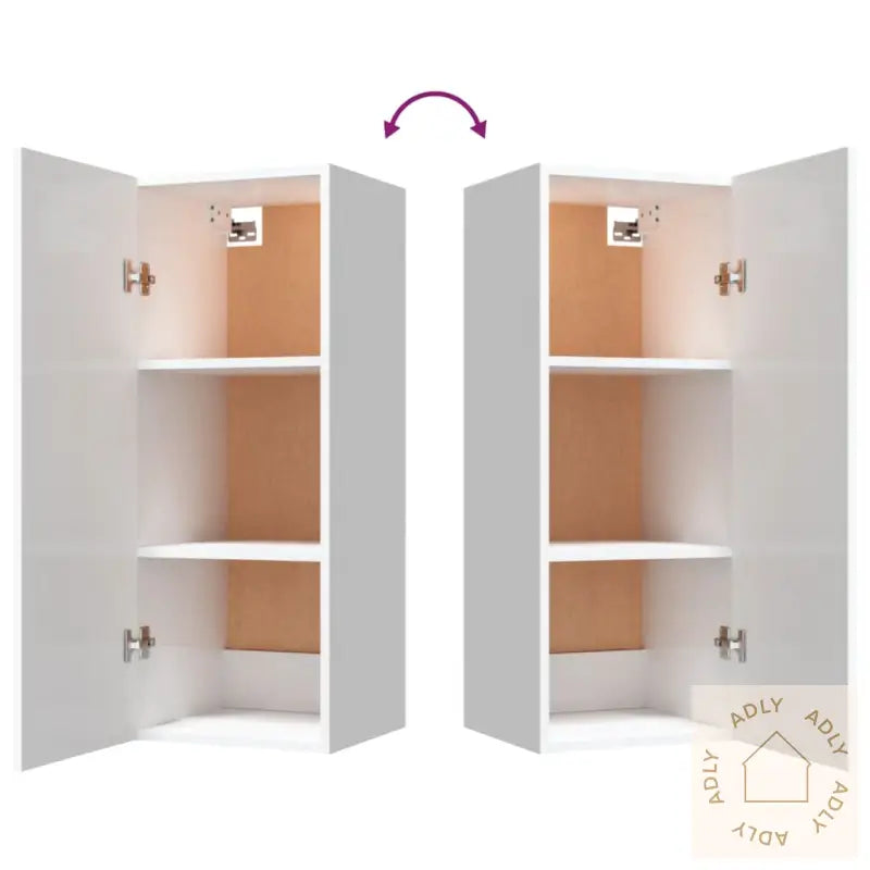 Veggskap Høyglans Hvit 34,5X34X90 Cm Konstruert Tre