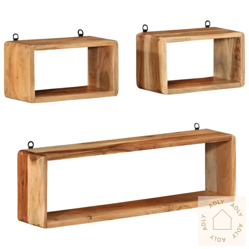 Vegghyllesett Kubeformet 3 Deler Heltre Akasie