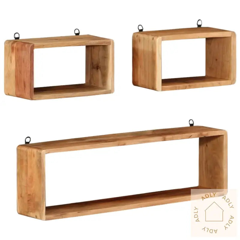 Vegghyllesett Kubeformet 3 Deler Heltre Akasie