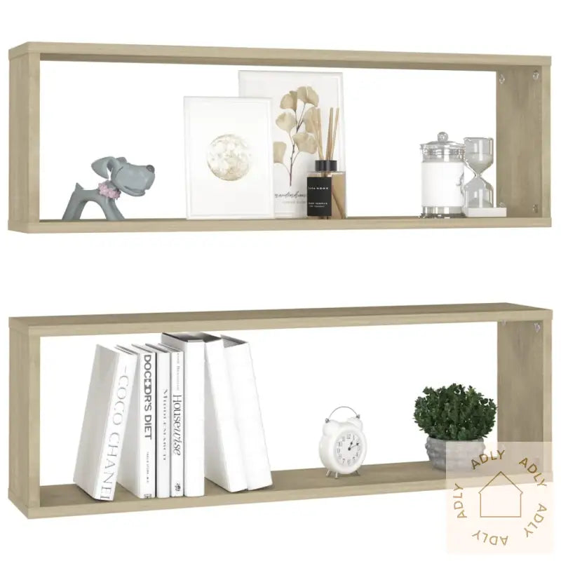 Vegghyller Kube 2 Stk Sonoma Eik 80X15X26,5 Cm Konstruert Tre