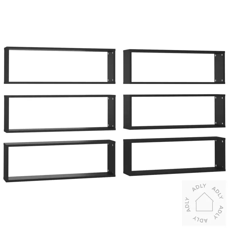 Vegghyller Kubeformet 6 Stk Svart 80X15X26,5 Cm Konstruert Tre