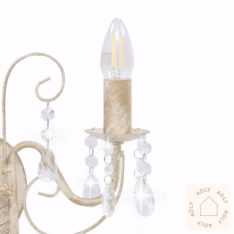 Vegglampe Med Perler Antikk Hvit 2 X E14 Lyspærer