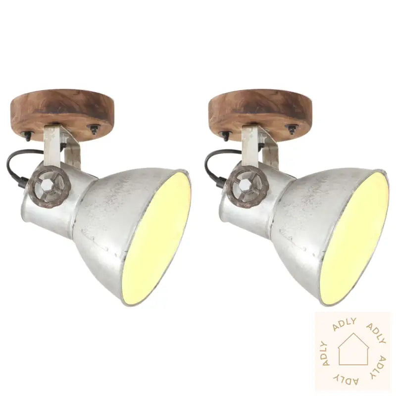 Industrielle Vegg-/Taklamper 2 Stk Sølv 20X25 Cm E27