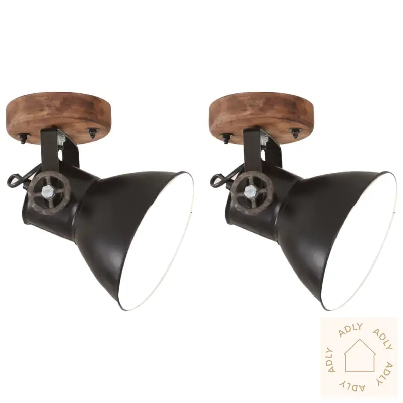 Industrielle Vegg-/Taklamper 2 Stk Svart 20X25 Cm E27