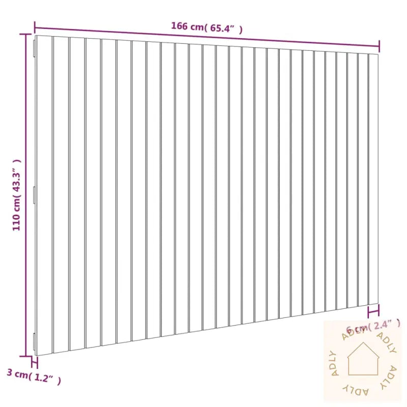Veggmontert Sengegavl Svart 166X3X110 Cm Heltre Furu