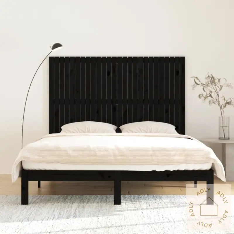 Veggmontert Sengegavl Svart 166X3X110 Cm Heltre Furu