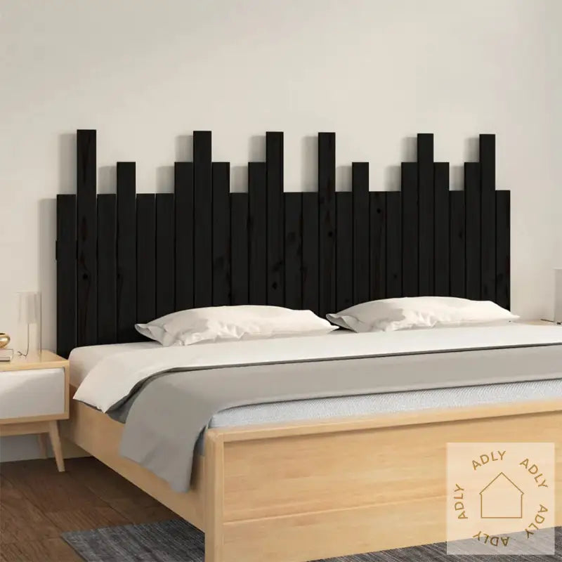 Veggmontert Sengegavl Svart 166X3X80 Cm Heltre Furu