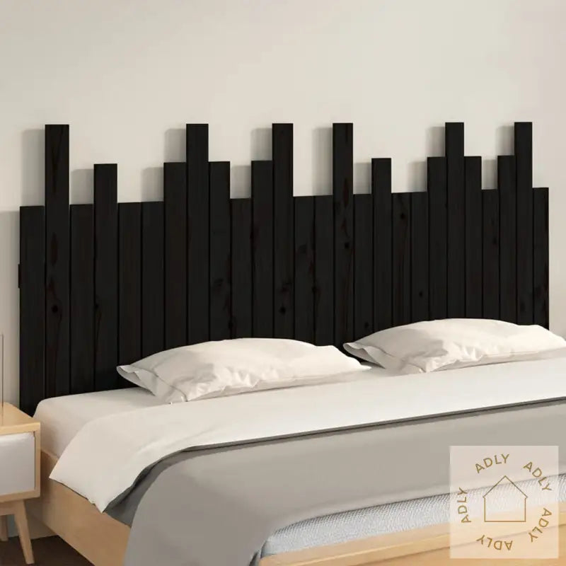 Veggmontert Sengegavl Svart 166X3X80 Cm Heltre Furu