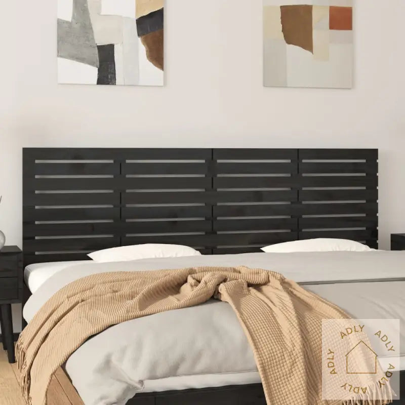 Veggmontert Sengegavl Svart 166X3X63 Cm Heltre Furu