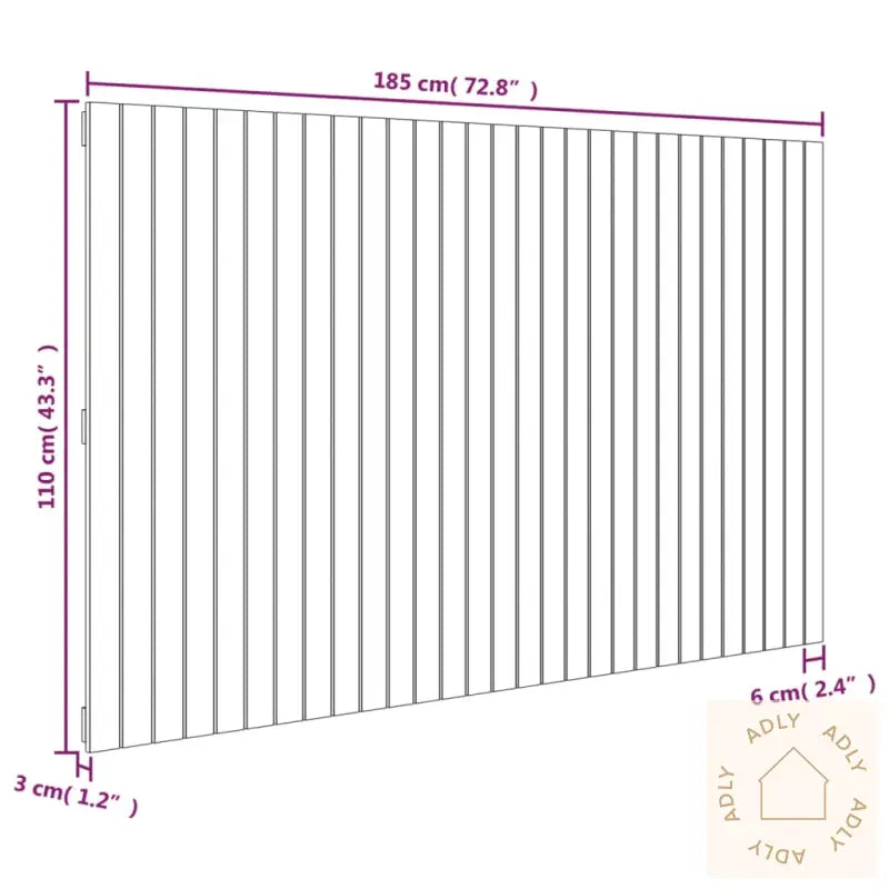 Veggmontert Sengegavl Svart 185X3X110 Cm Heltre Furu