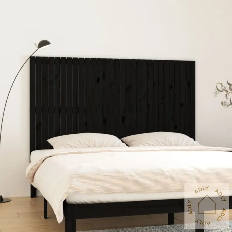 Veggmontert Sengegavl Svart 185X3X110 Cm Heltre Furu