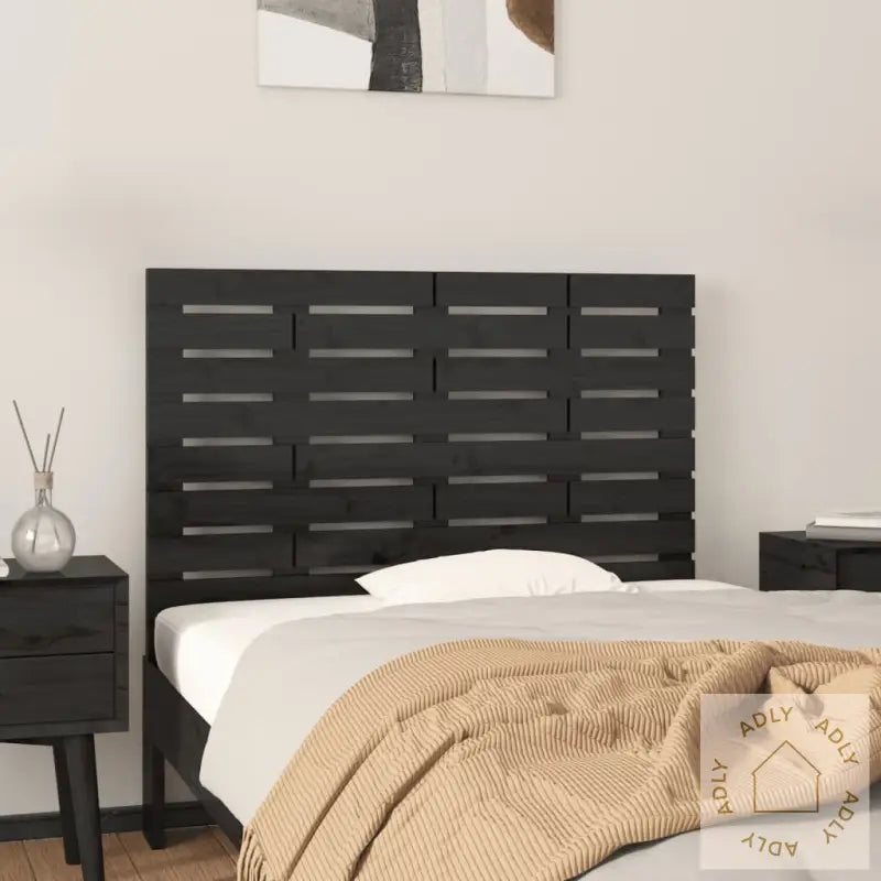 Veggmontert Sengegavl Svart 96X3X63 Cm Heltre Furu