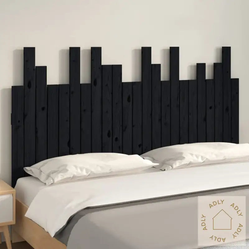Veggmontert Sengegavl Svart 146,5X3X80 Cm Heltre Furu