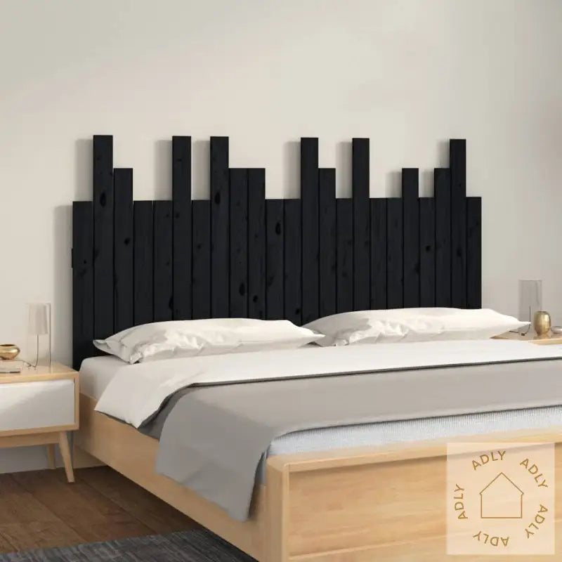Veggmontert Sengegavl Svart 146,5X3X80 Cm Heltre Furu