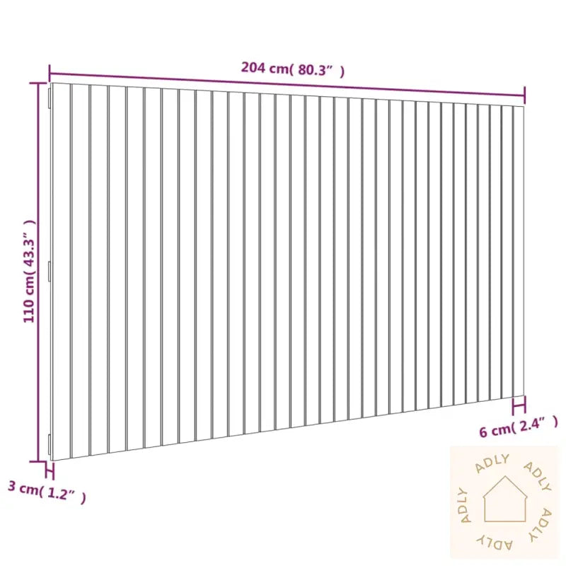 Veggmontert Sengegavl Svart 204X3X110 Cm Heltre Furu