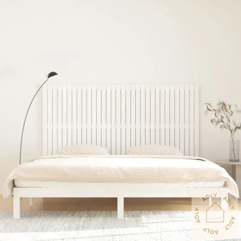 Veggmontert Sengegavl Hvit 204X3X110 Cm Heltre Furu