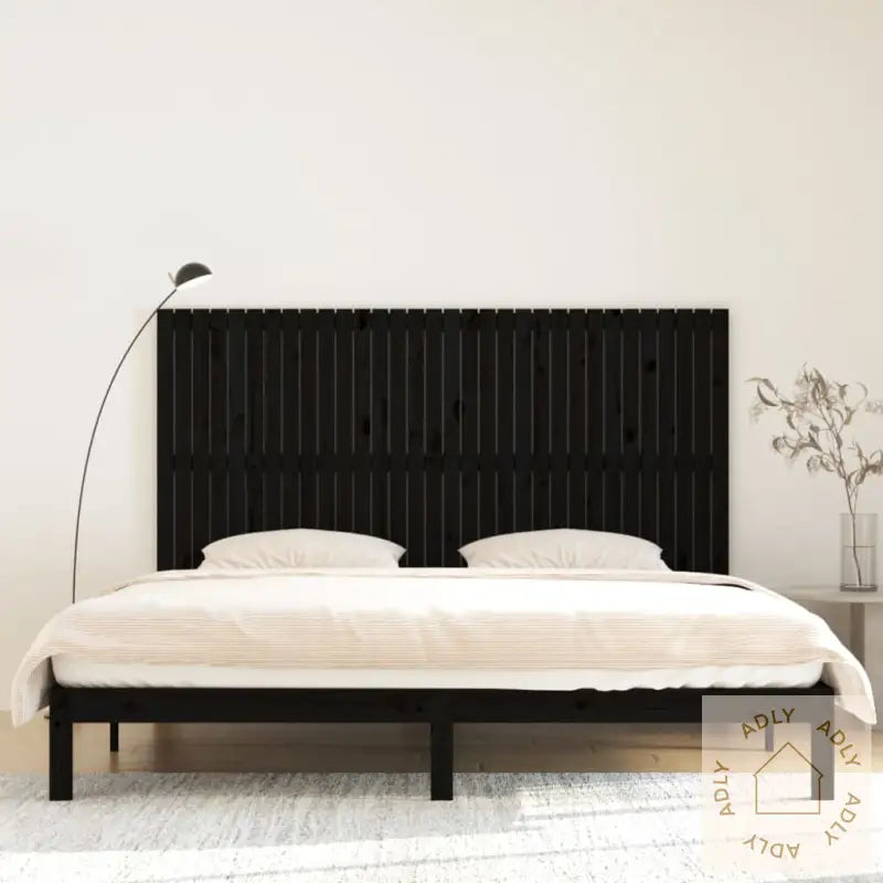 Veggmontert Sengegavl Svart 204X3X110 Cm Heltre Furu