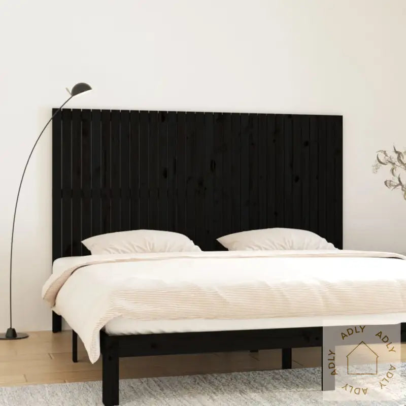 Veggmontert Sengegavl Svart 204X3X110 Cm Heltre Furu