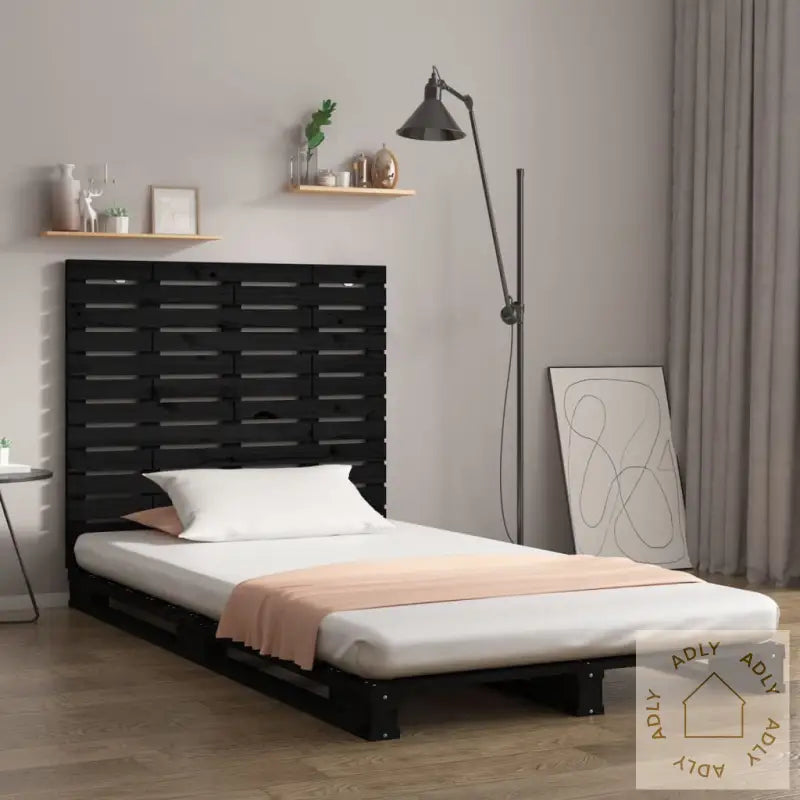 Veggmontert Sengegavl Svart 146X3X91,5 Cm Heltre Furu