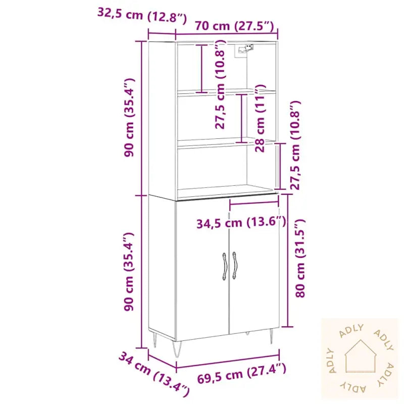 Høybord Svart Eik 69.5X34X180 Cm Konstruert Tre