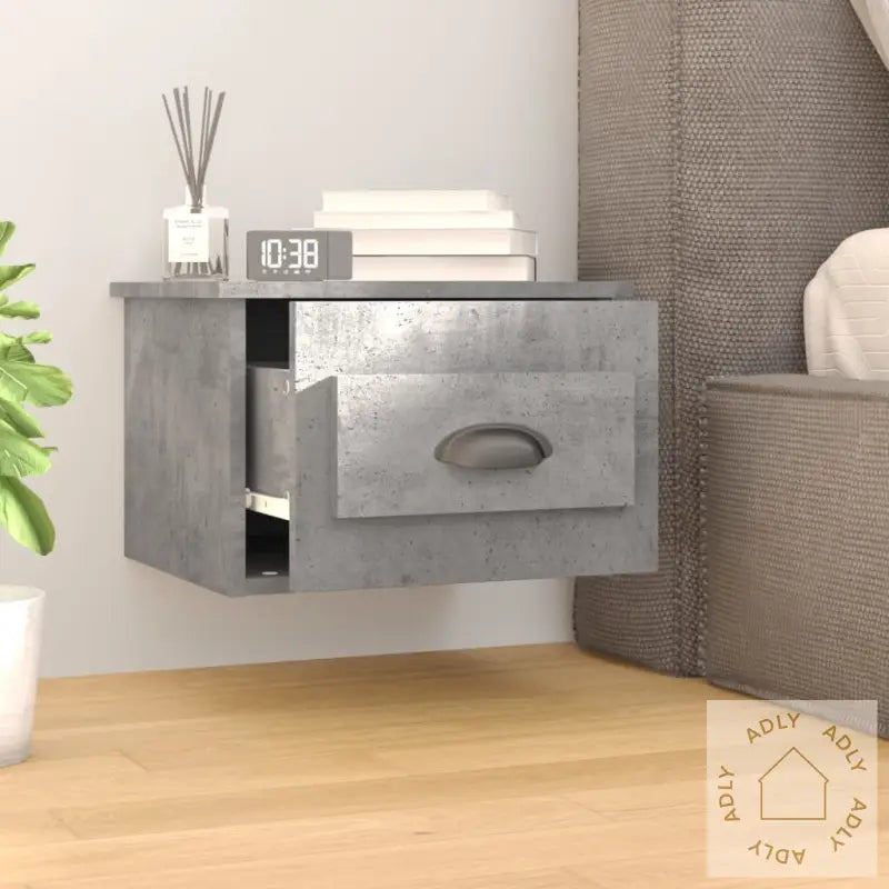 Veggmonterte Nattbord 2 Stk Betonggrå 41,5X36X28 Cm