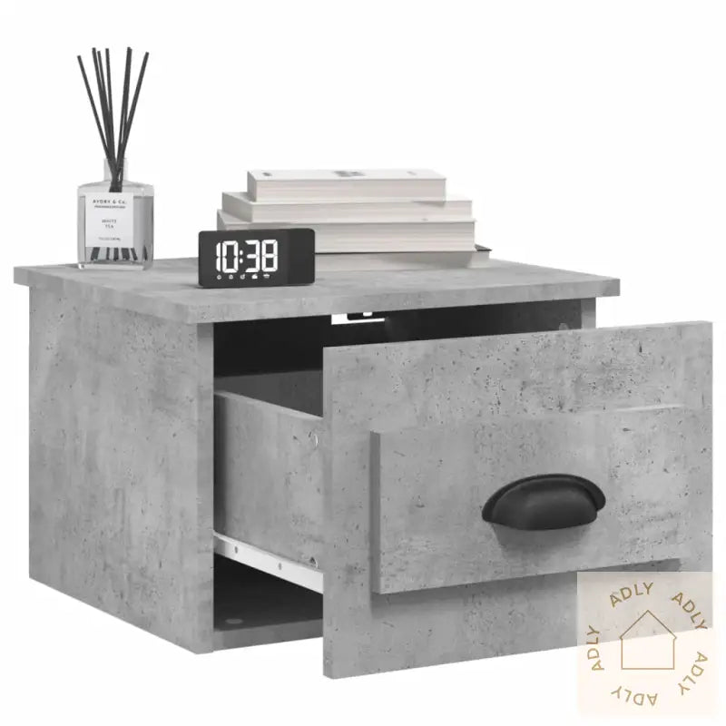 Veggmonterte Nattbord 2 Stk Betonggrå 41,5X36X28 Cm