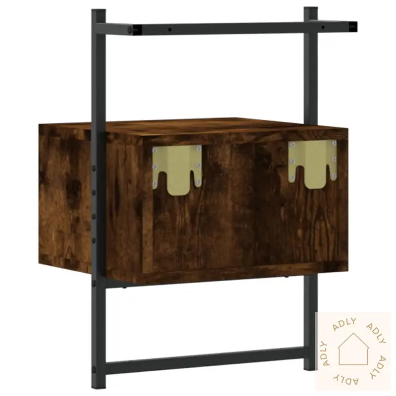 Nattbord Veggmontert 2 Stk Røkt Eik 35X30X51 Cm Konstruert Tre
