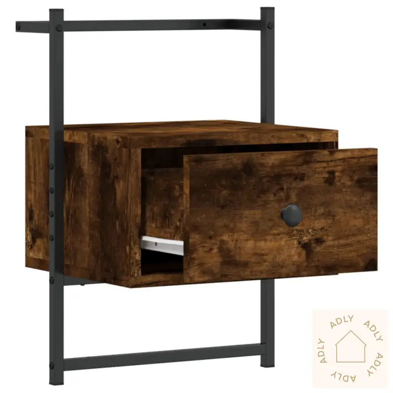 Nattbord Veggmontert 2 Stk Røkt Eik 35X30X51 Cm Konstruert Tre