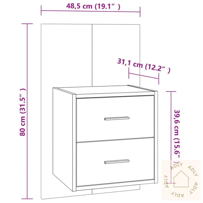 Veggmonterte Nattbord 2 Stk Røkt Eik