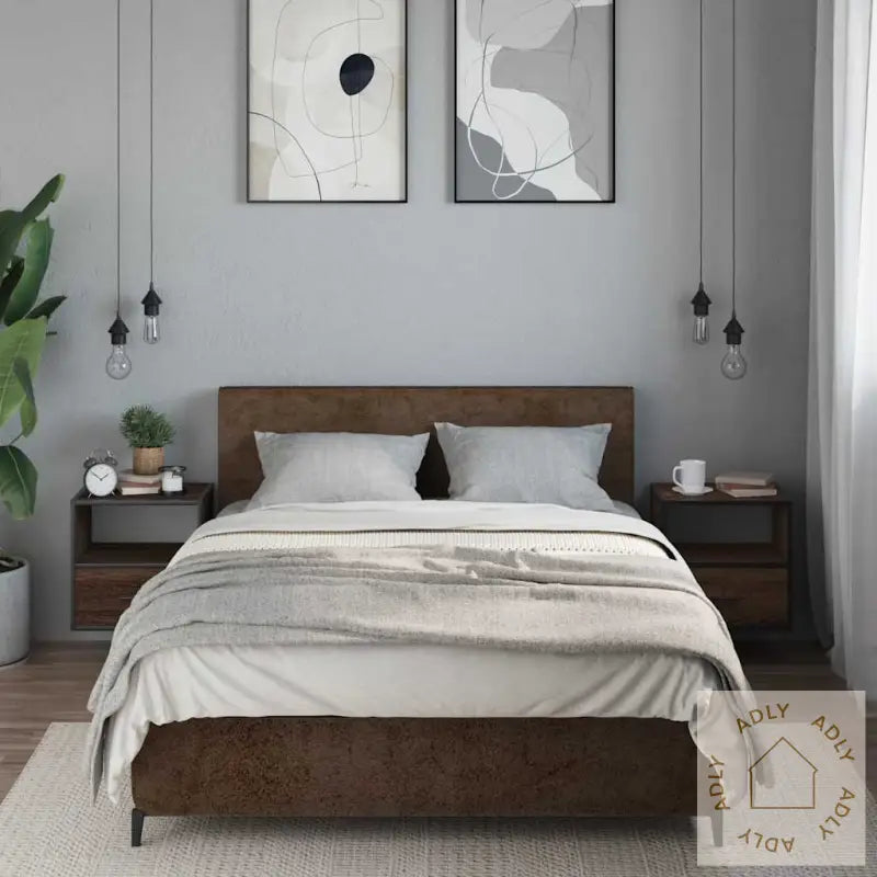 Veggmonterte Nattbord 2 Stk Brun Eik 40X31X39,5 Cm