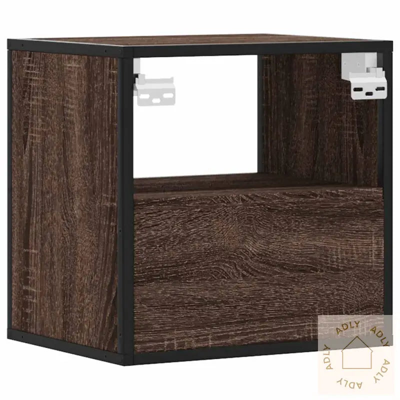 Veggmonterte Nattbord 2 Stk Brun Eik 40X31X39,5 Cm
