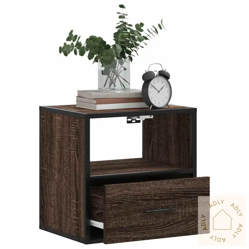 Veggmonterte Nattbord 2 Stk Brun Eik 40X31X39,5 Cm