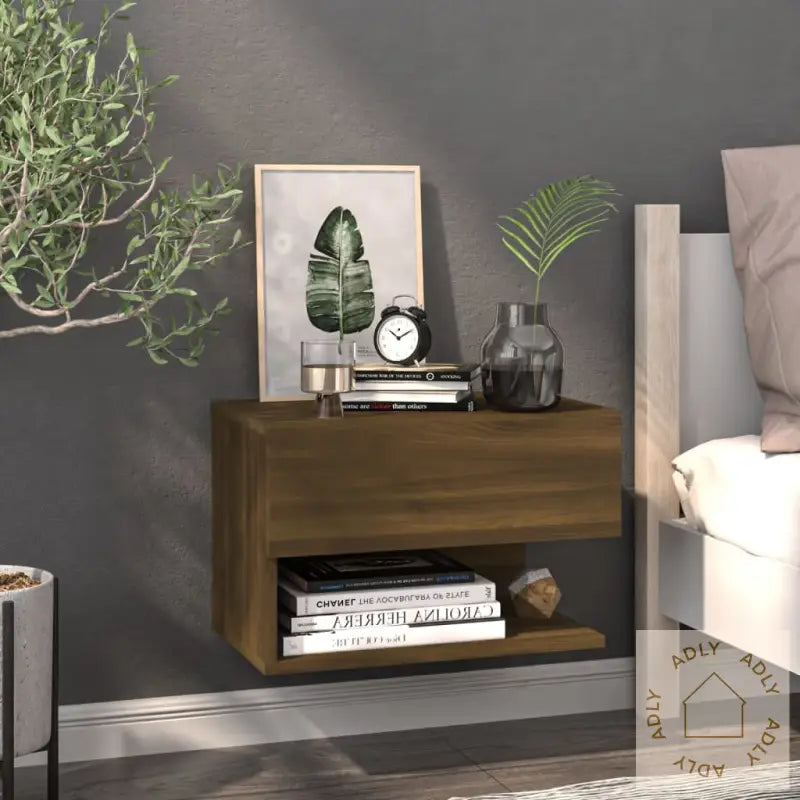 Veggmonterte Nattbord 2 Stk Brun Eik