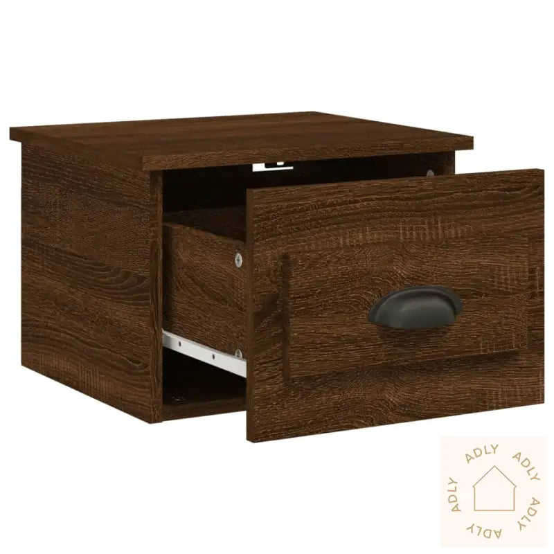 Veggmonterte Nattbord 2 Stk Brun Eik 41,5X36X28 Cm