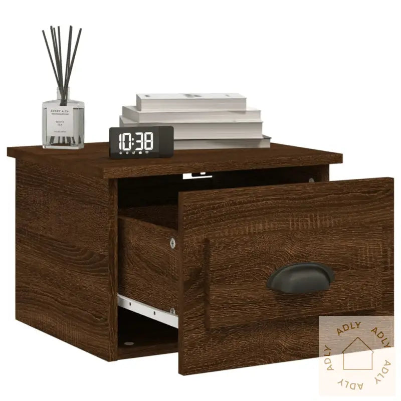 Veggmonterte Nattbord 2 Stk Brun Eik 41,5X36X28 Cm