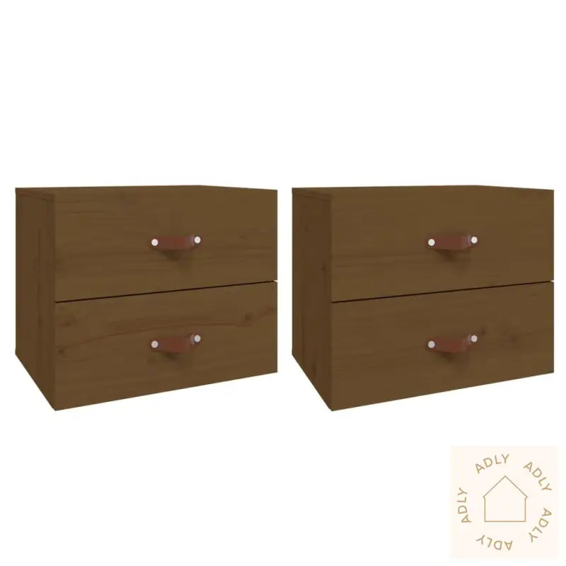 Veggmonterte Nattbord 2 Stk Honningbrun 50X36X40 Cm