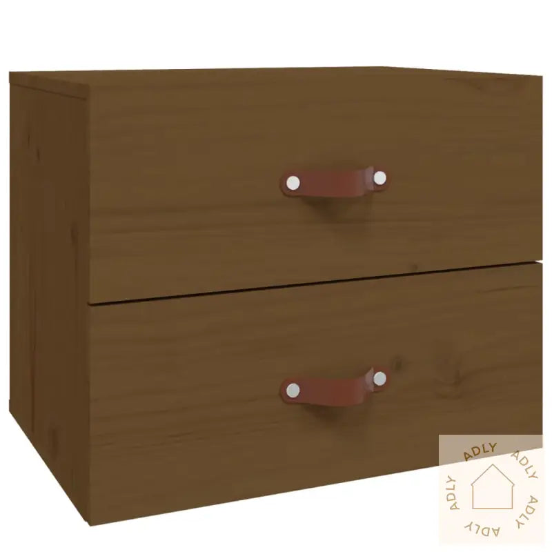 Veggmonterte Nattbord 2 Stk Honningbrun 50X36X40 Cm